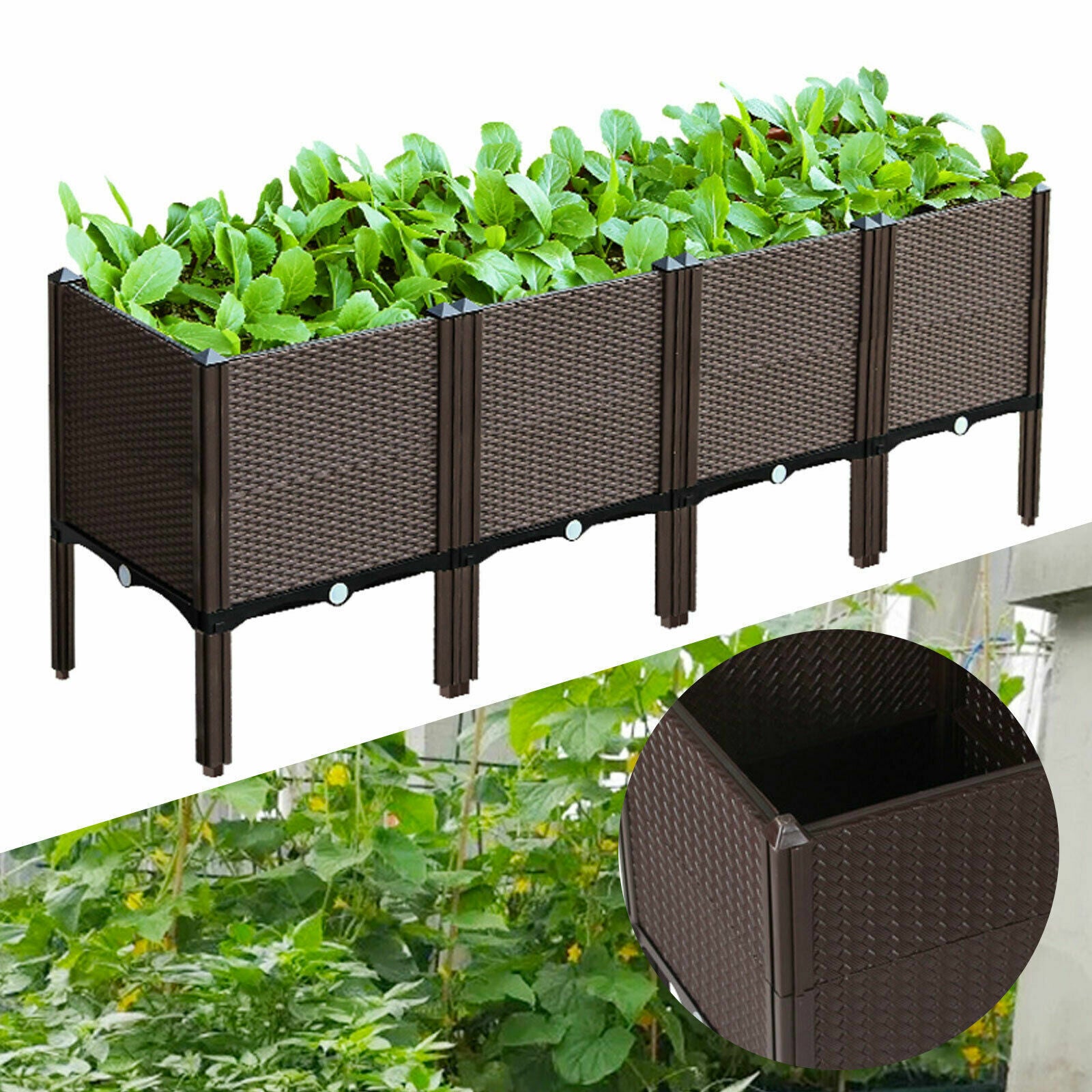 CNCEST Raised Elevated Garden Bed Planter Box Kit Vegetables Outdoor Plant Herbs