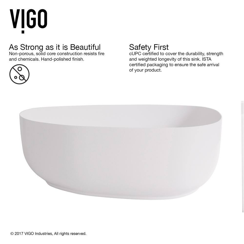 VIGO Peony Modern White Matte Stone 20 in. L x 15 in. W x 5 in. H Vessel Bathroom Sink VG04012