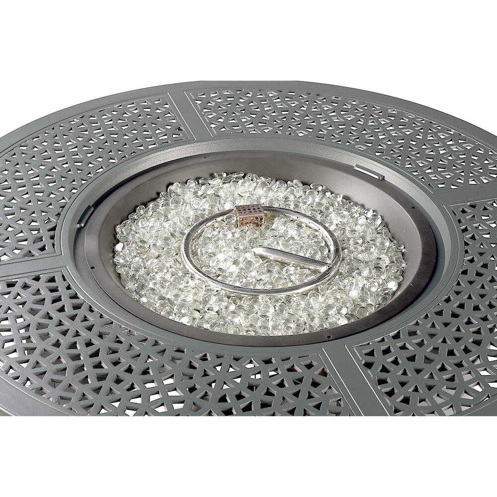 Round 44 in. x 44 in. Aluminum Propane Fire Pit Table with Glass Beads  Two Covers  Lid  57 000 BTUs