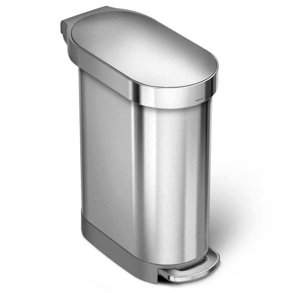 simplehuman 45-Liter Fingerprint-Proof Brushed Stainless Steel Slim Step-On Trash Can CW2044