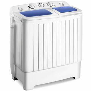 Gymax 1.6 cu. ft. Compact Portable Top Load Washer Machine Twin Tub 20 lbs. Washer Spinner Home Dorm in White GYM06034