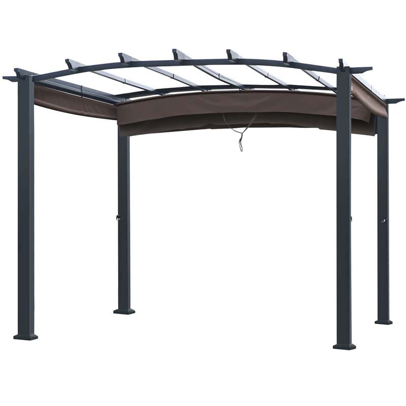 10 x 10 FT Patio Metal Pergola with Retractable Canopy Heavy-Duty Outdoor Pergola for Deck Backyard Garden