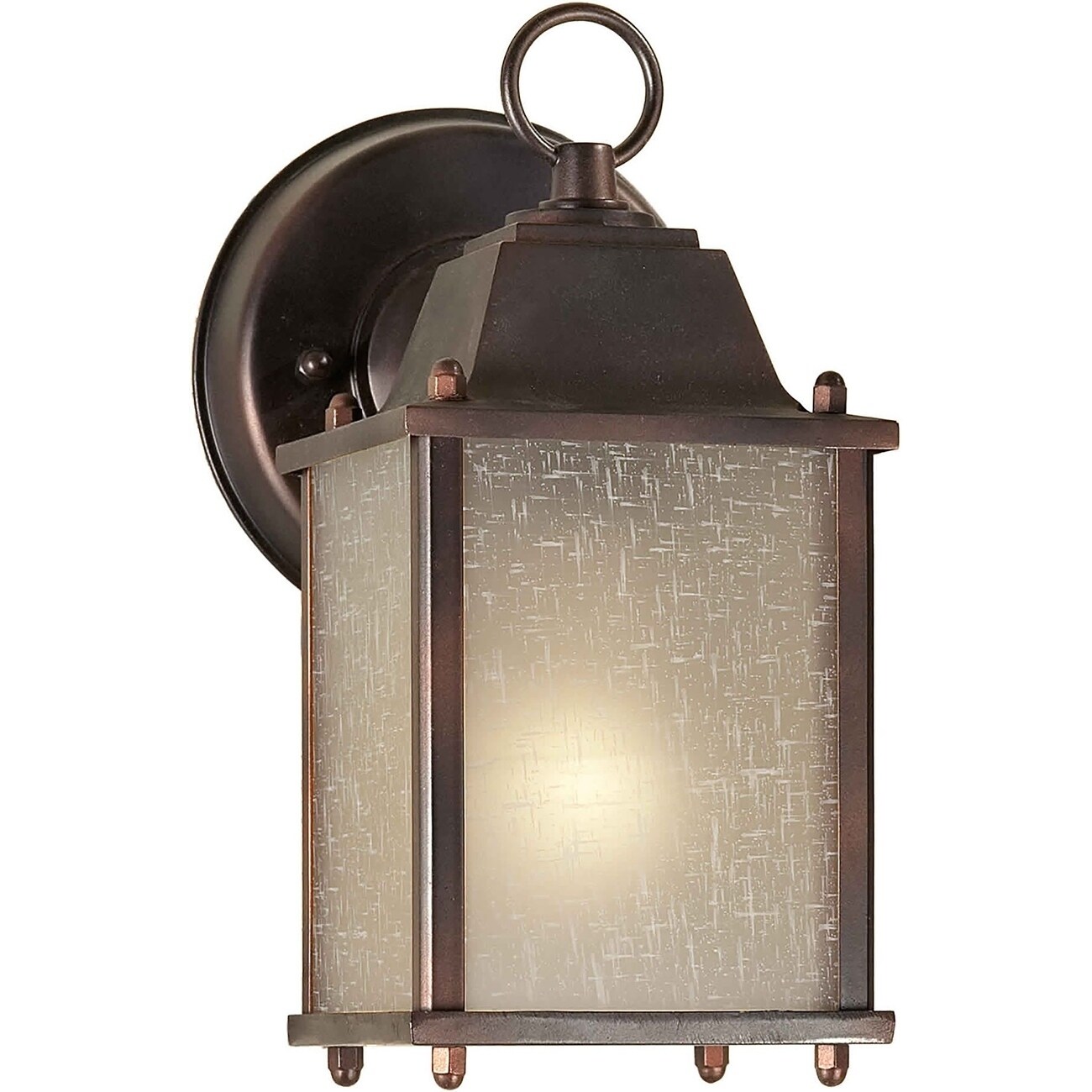 1-Light Antique Bronze Outdoor Wall Lantern with Umber Linen Glass Panels Shopping - The Best Deals on Outdoor Wall Lanterns | 33520337