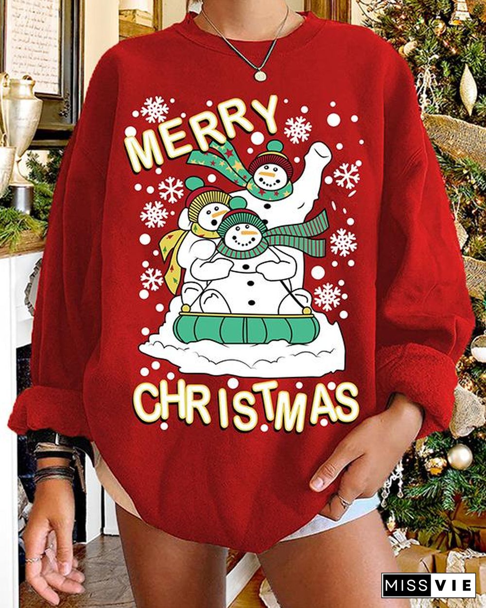 Christmas Print Pullover Women's Sweatshirt