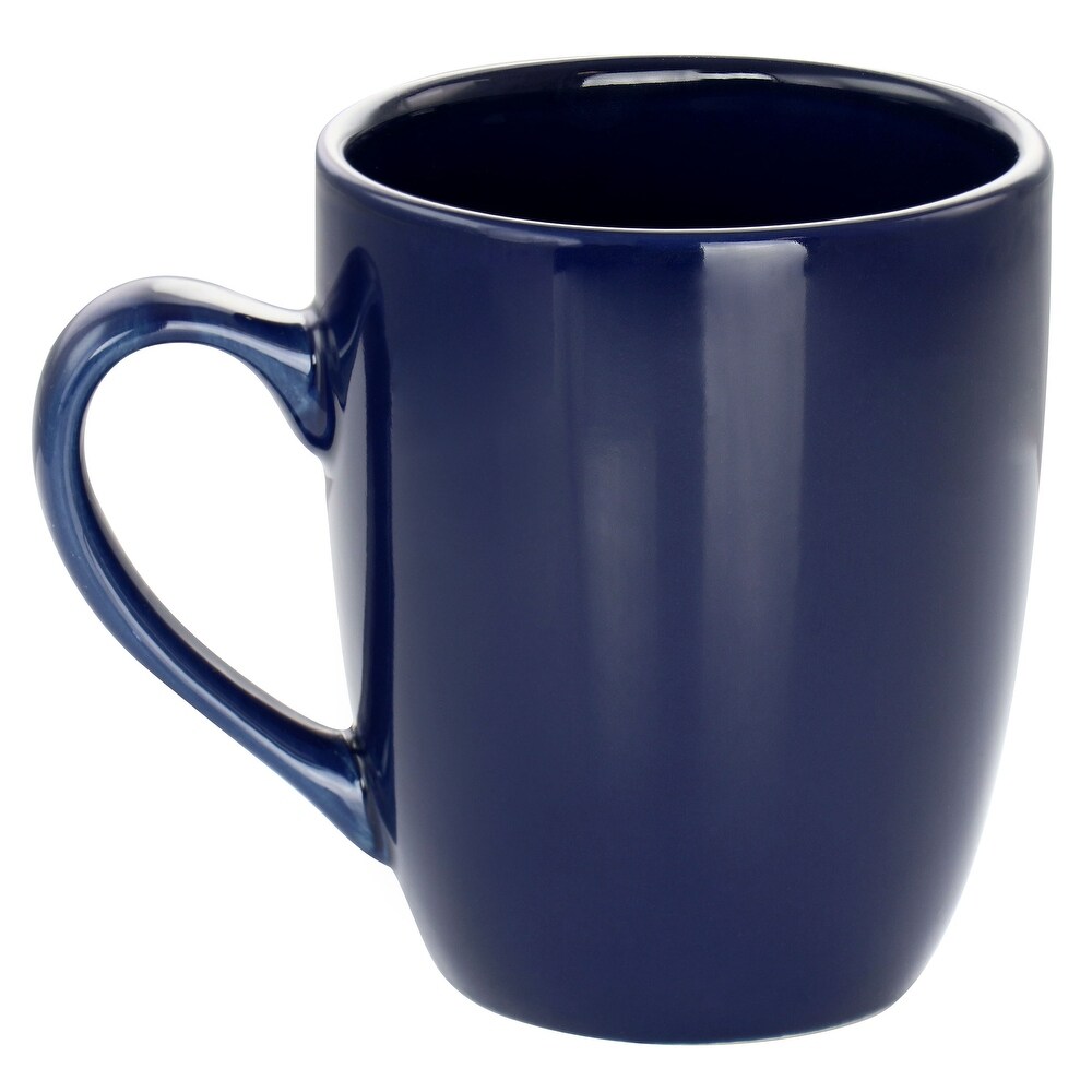 Simply Essential 4 Piece Stoneware 14.4oz Coffee Mug Set in Navy Blue