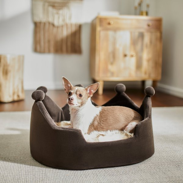 Frisco Faux Fur Crown Pillow Cat and Dog Bed