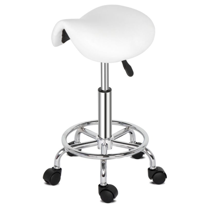 Saddle Stool Ha Ha Feet Rotation Bar Stool White - (37 x 34 x 51-65)cm (L x W x H)