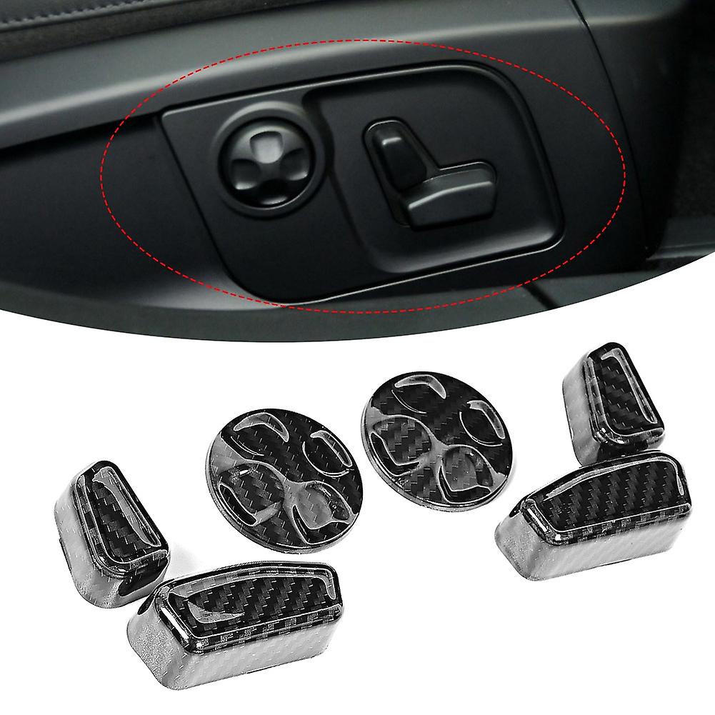 6pcs/set Carbon Fiber Pattern Car Seat Side Adjustment Handle Button Cover Trim Fit For Maserati Ghibli 2014-17