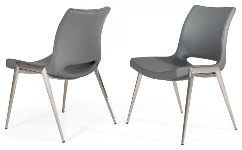 Adam Modern Gray Eco Leather Dining Chair  Set of 2   Contemporary   Dining Chairs   by Virgil Stanis Design  Houzz