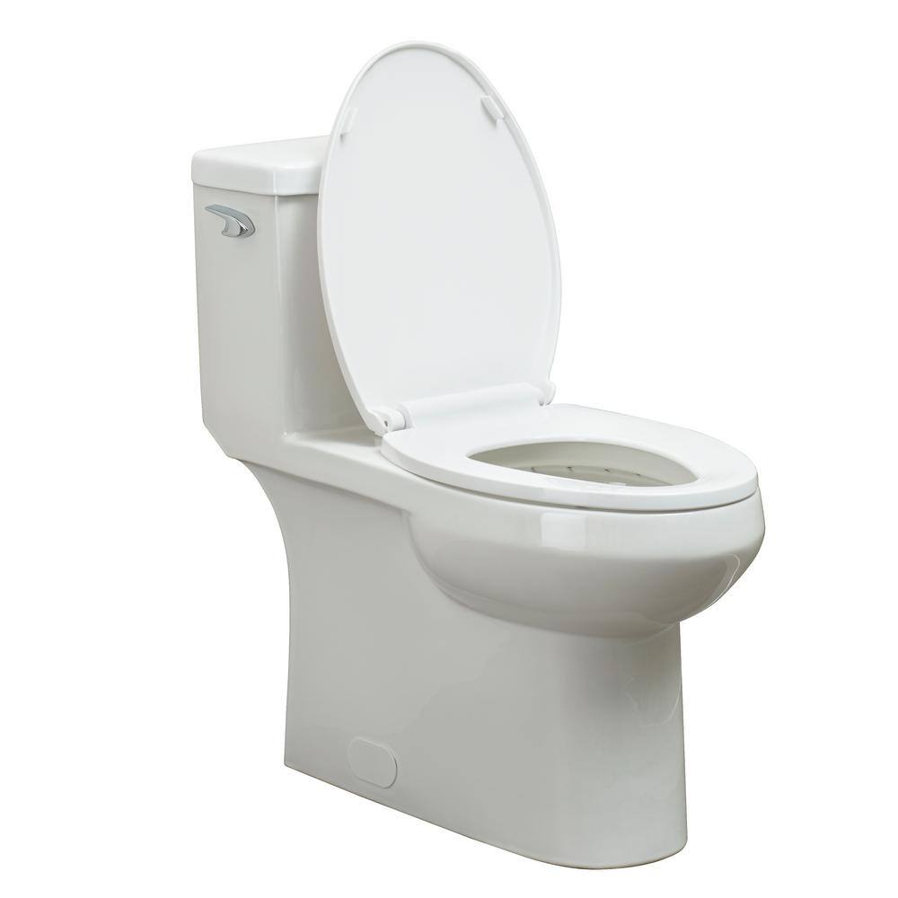 Foremost 1-Piece 1.28 GPF Single Flush Elongated Toilet FM trim in White with Slow Close Toilet Seat Included TL-8423HC-EW-FM