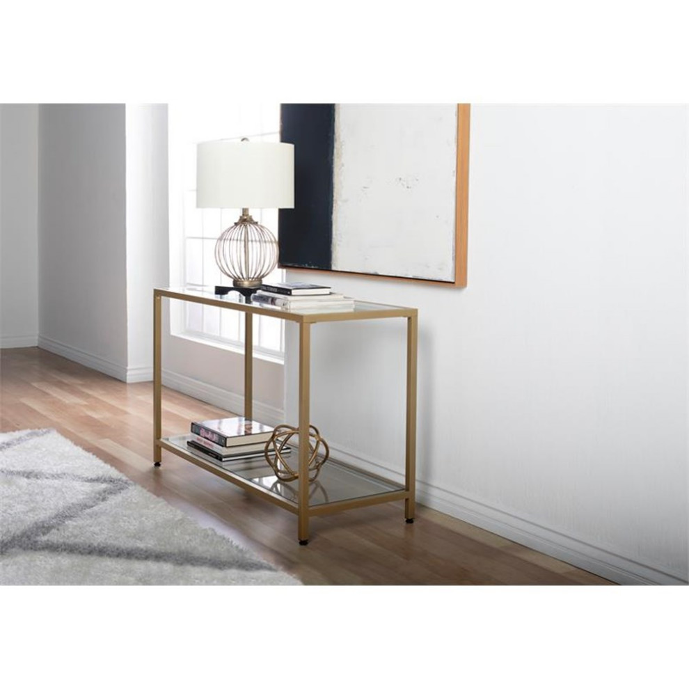 Studio Designs Home Camber 47 quotRectangle 2 Tier Metal Console/Sofa Table in Gold   Contemporary   Console Tables   by Homesquare  Houzz