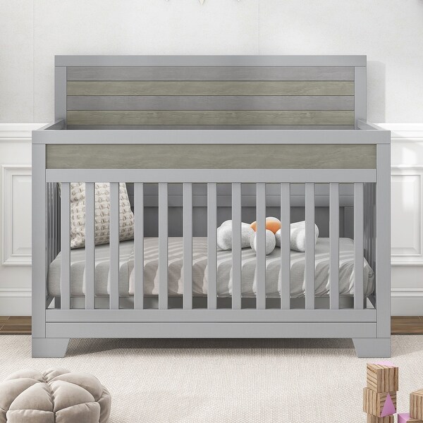 3 Pieces Nursery Sets Baby Crib and Changer Dreeser with Removable Changing Tray - - 37797197