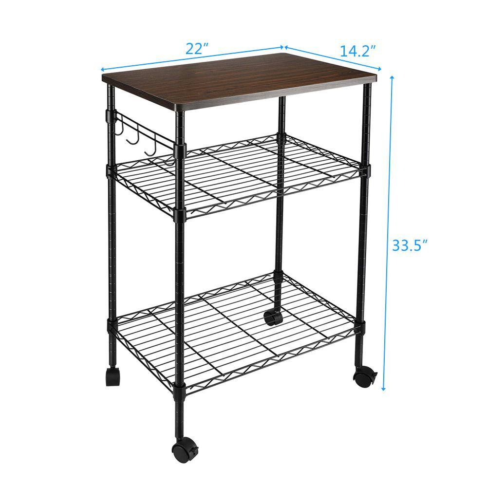 Karl home 4-Wheeled Metal Multi-functional Kitchen Utility Cart in Black 302589548103