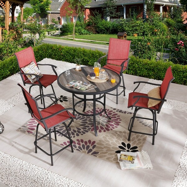 Patio Festival 4Person Outdoor 45.3'' Round Bar Height Dining Set