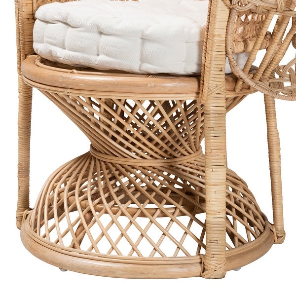 Ediva Modern Bohemian Natural Brown Rattan Peacock Accent Chair