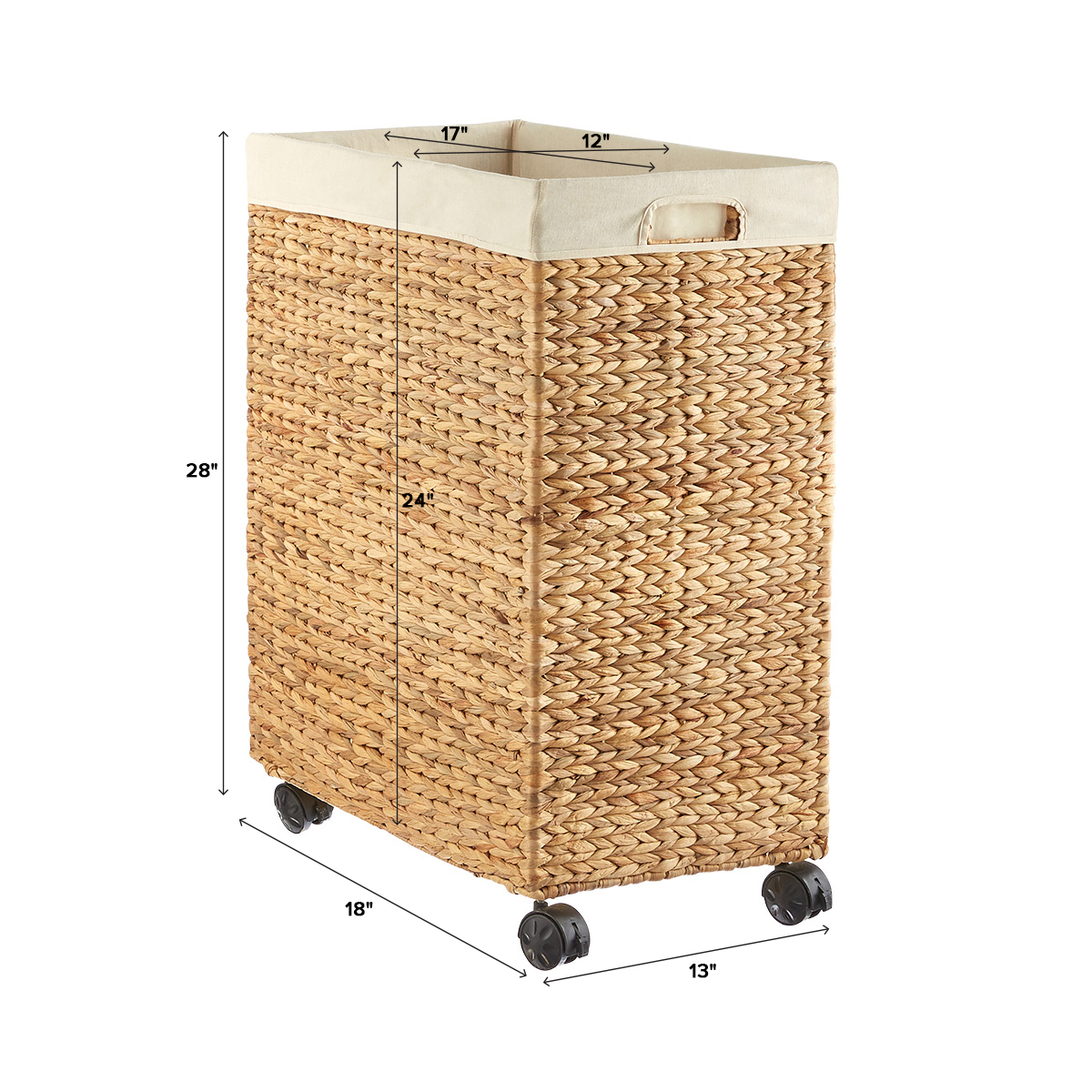 Water Hyacinth Rolling Laundry Cart