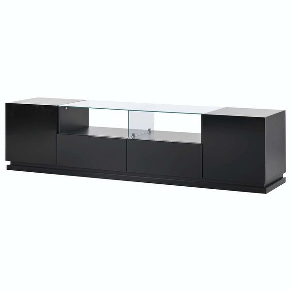 Modern High Gloss TV Stand with Tempered Glass