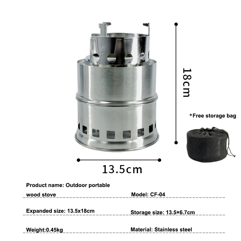 Outdoor Camping Portable Cheap Smokeless Stainless Steel Wood Burning Stove Grill For Sale