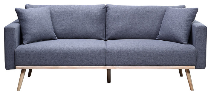 Easton Linen Sofa Loveseat Chair Set With USB Charging Ports   Midcentury   Living Room Furniture Sets   by Lilola Home  Houzz