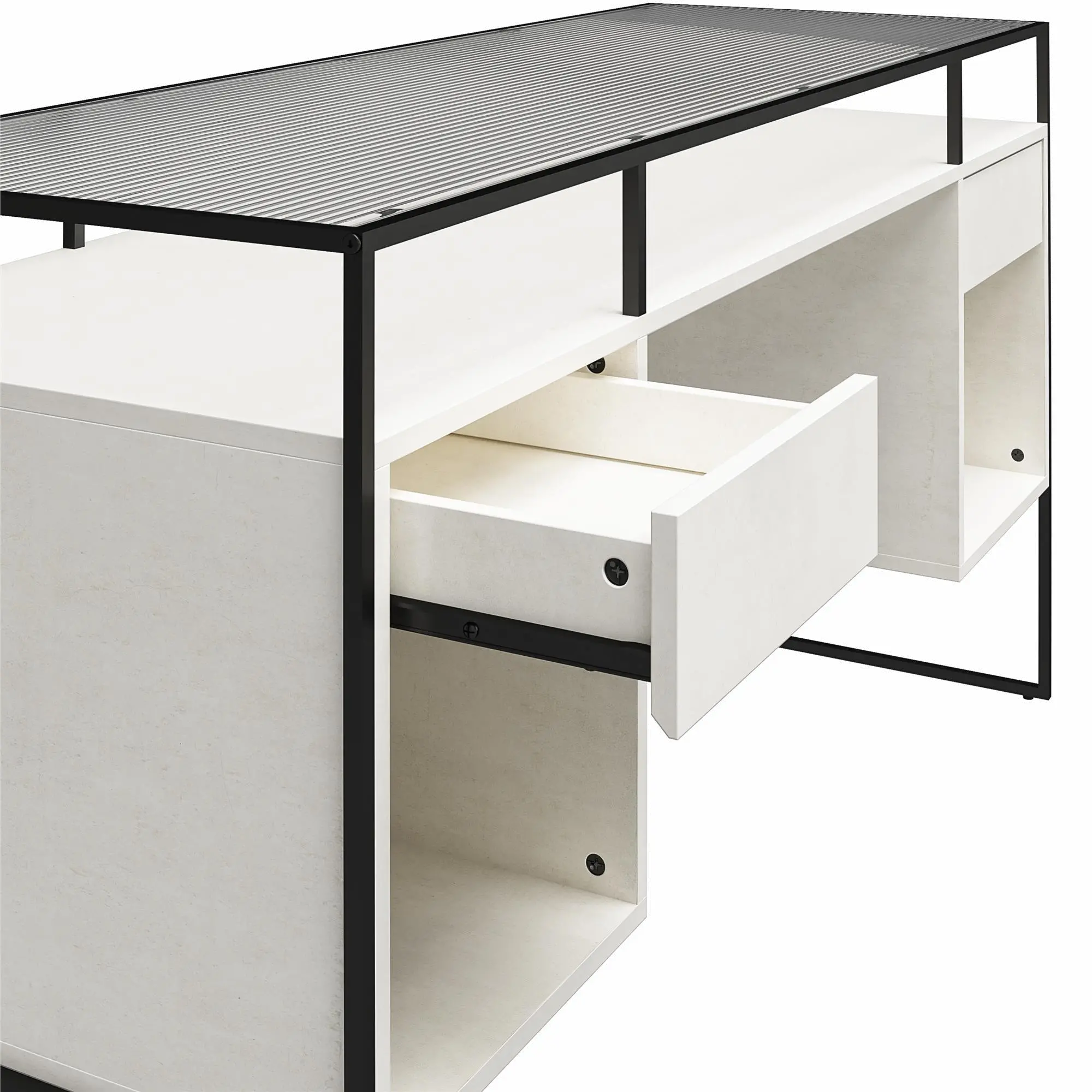 Camley White Storage Desk with 2 Drawers