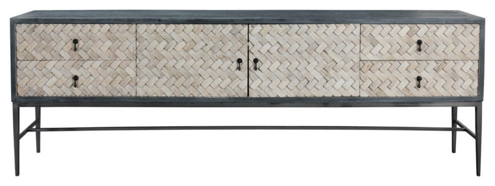 Long Narrow Braided Media Cabinet   Industrial   Media Cabinets   by Design Mix Furniture  Houzz