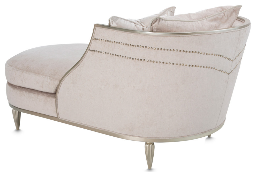 London Place Chenille Chaise   Parchment   Traditional   Indoor Chaise Lounge Chairs   by Michael Amini  Houzz