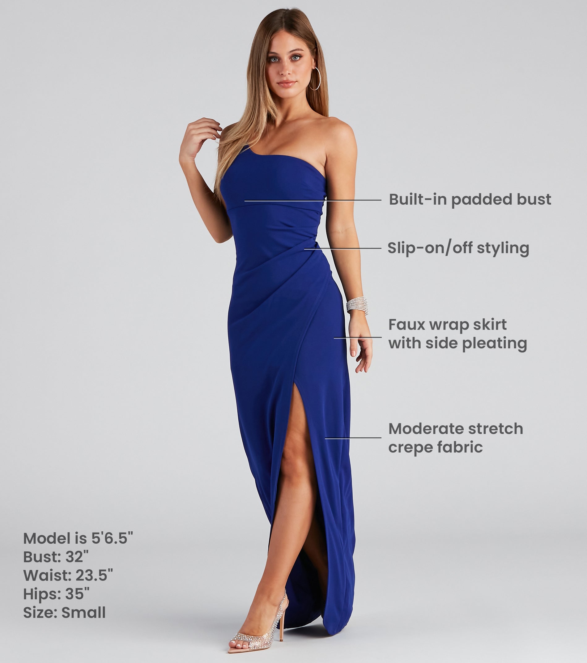 Iris One-Shoulder Crepe Dress