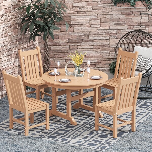 Polytrends Laguna Hdpe All Weather Outdoor Patio Dining Set with Round Table，Armless Chairs (5Piece Set)