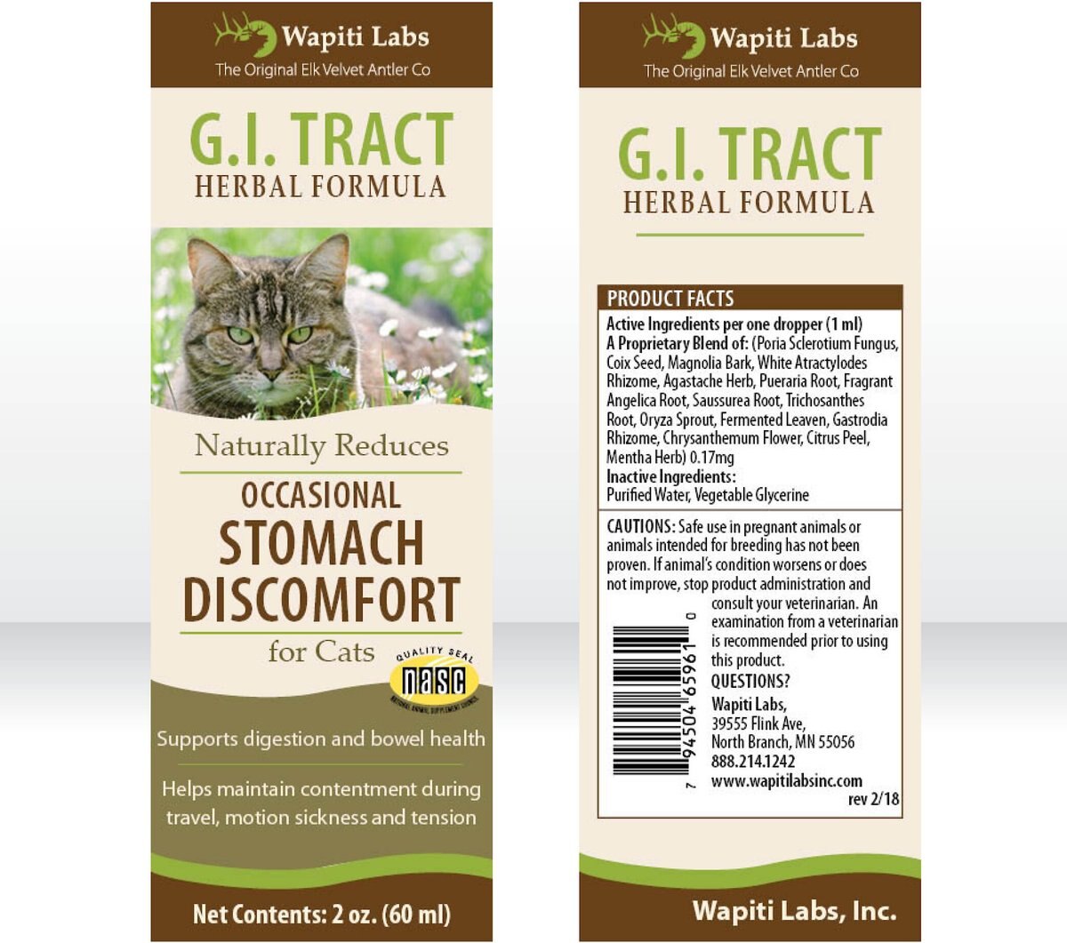 Wapiti Labs G.I. Tract Homeopathic Medicine for Digestive Issues for Cats