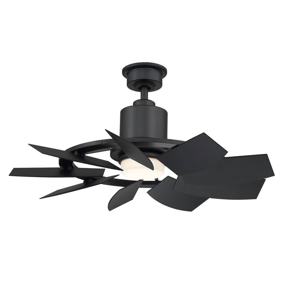 Home Decorators Collection Stonemill 36 in. LED Outdoor Matte Black Ceiling Fan with Light AM689-MBK