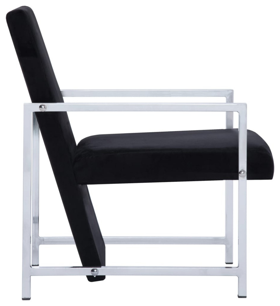 vidaXL Accent Chair Accent Single Sofa Chair with Chrome Feet Black Velvet   Contemporary   Armchairs And Accent Chairs   by vidaXL LLC  Houzz