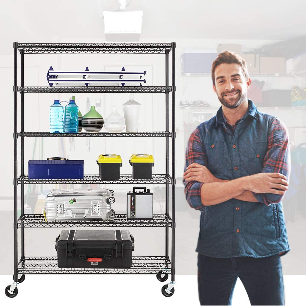 BestOffice NSF wire shelving unit 6-tier large storage adjustable steel storage rack with 4