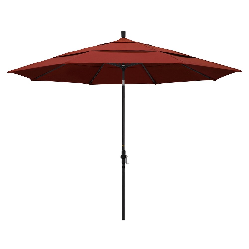 California Umbrella 11 Foot Round Aluminum  Crank Open Collar Tilt Patio Umbrella  Sunbrella Fabric