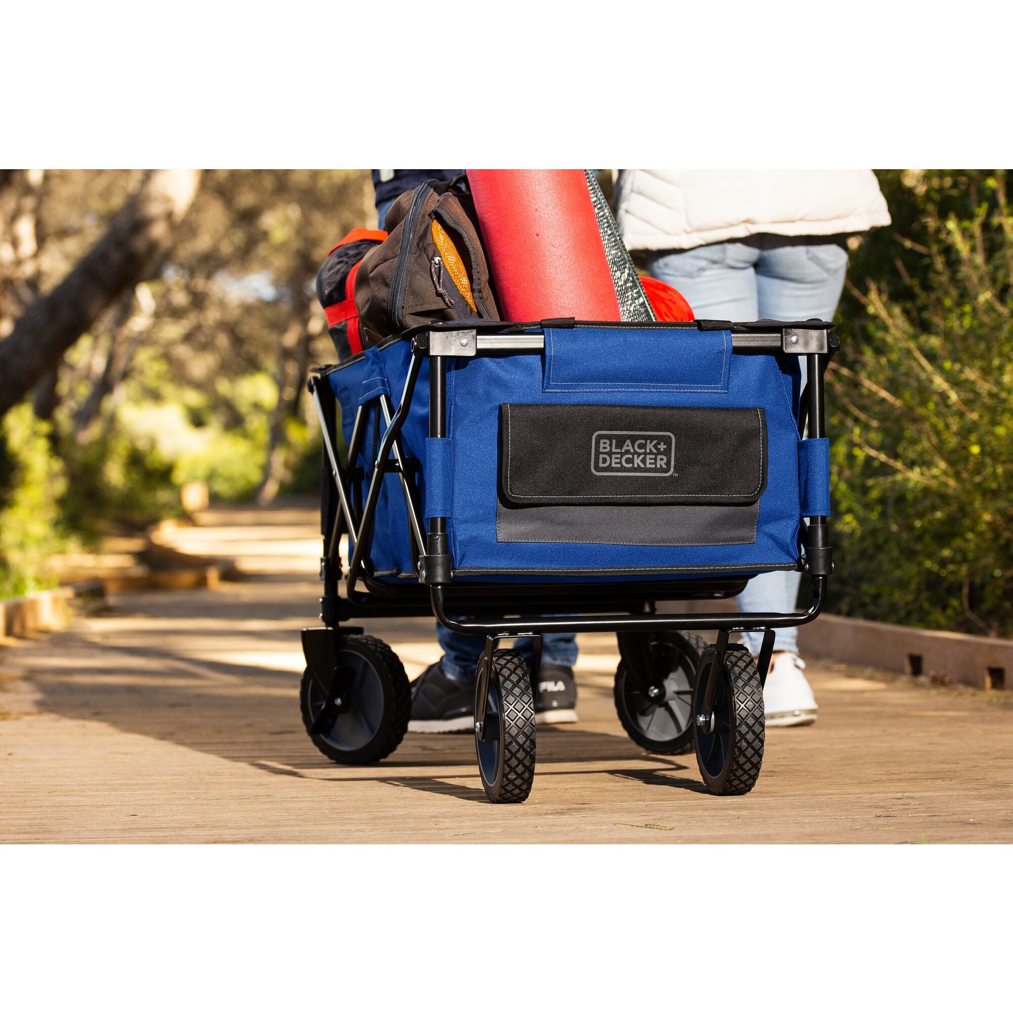 Collapsible Storage Cart, Folding Utility Wagon, Holds up to 176 lbs., Blue