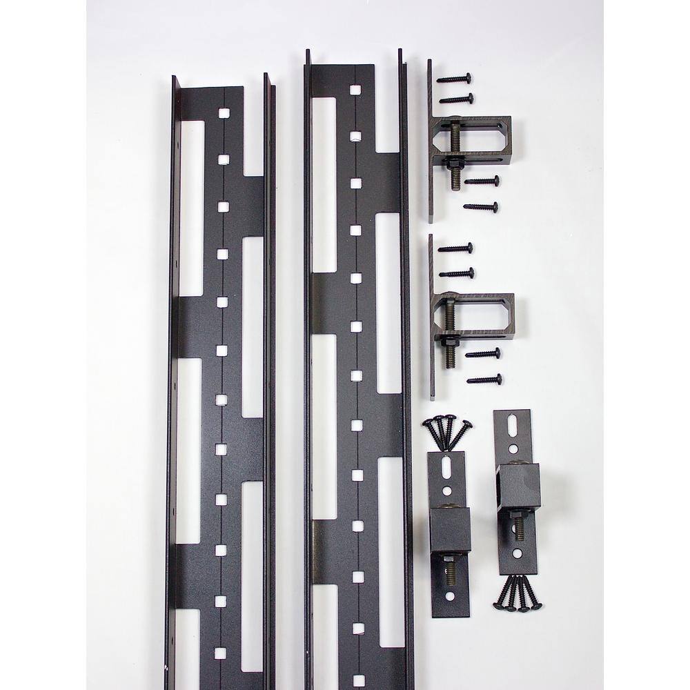 Slipfence 1.5 in. x 3 in. x 92 in. Black Aluminum Vertical Fence Stringer Kit Includes 2 Stringers 4 Brackets and All Fasteners SF2-VSK92