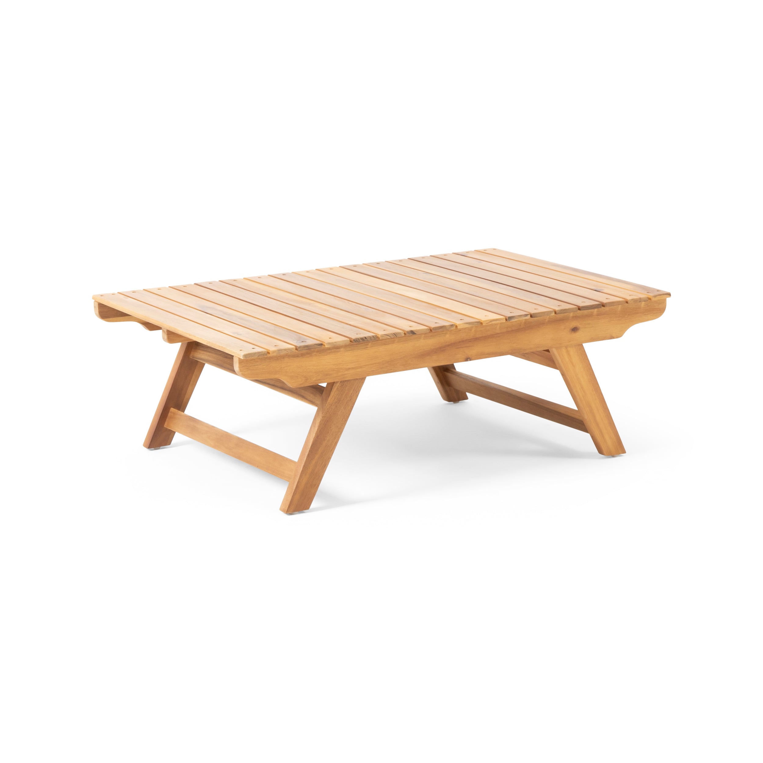 Kaiya Outdoor 2 Seater Acacia Wood Loveseat and Coffee Table Set