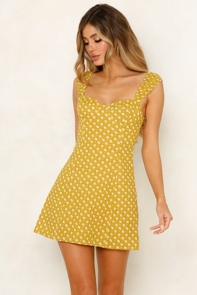 Helena Beat Dress Mustard