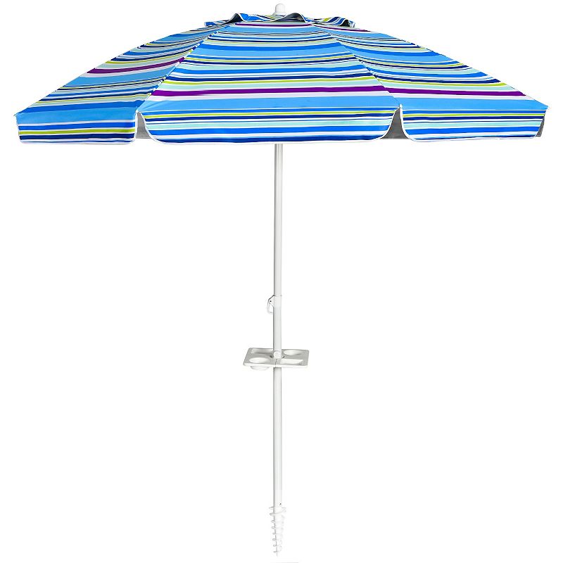 7.2 Feet Portable Outdoor Beach Umbrella with Sand Anchor and Tilt Mechanism