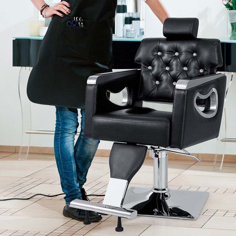 Modern Reclining Barber Chair, Adjustable Swivel Spa Makeup Tattoo Salon Chair, Hydraulic Hair Styling Chair