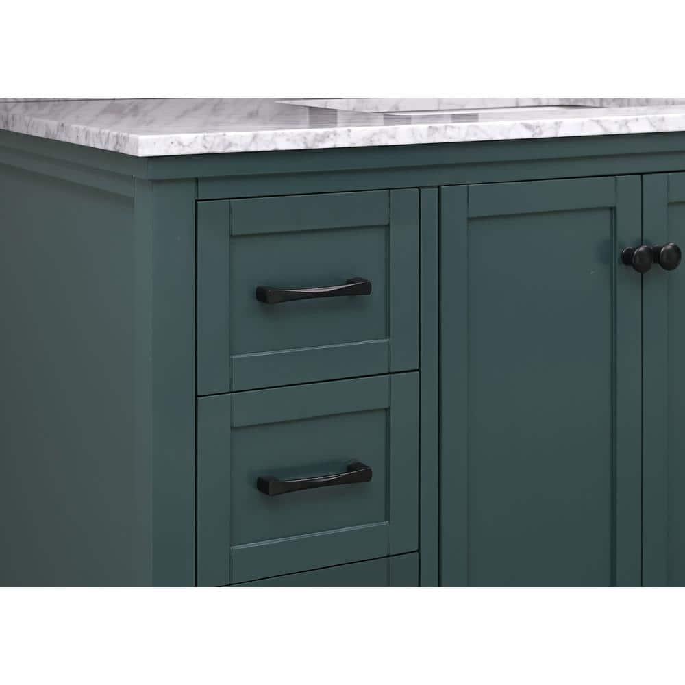 Home Decorators Collection Merryfield 43 in W x 22 in D x 35 in H Bathroom Vanity in Antigua Green with Carrara White Marble Top