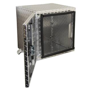 Buyers Products Company 18 in. x 18 in. x 30 in. Diamond Plate Tread Aluminum Underbody Truck Tool Box with Barn Door 1705203