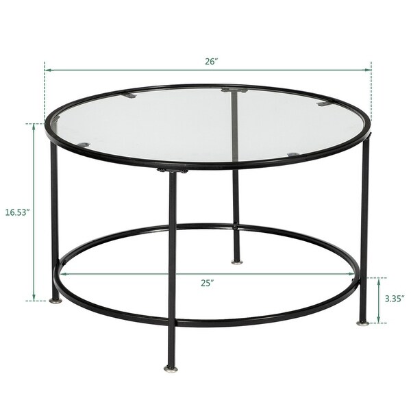 Tempered Glass Countertops Round Coffee Table Black