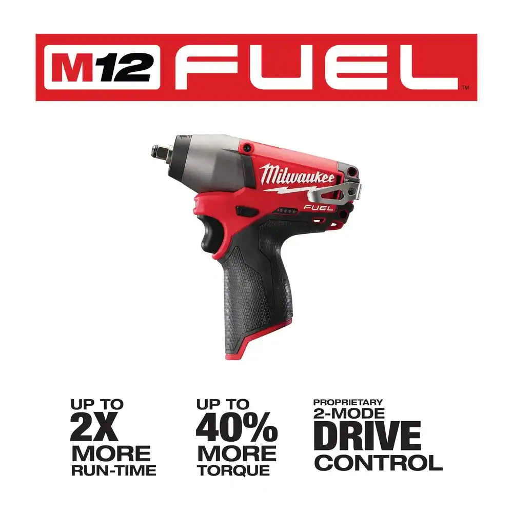 Milwaukee M12 FUEL 12-Volt Lithium-Ion Brushless Cordless 3/8 in. Impact Wrench (Tool-Only)