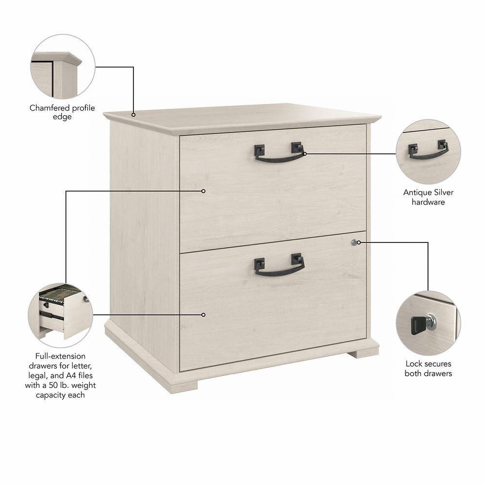 Bush Furniture Homestead Farmhouse Lateral File Cabinet in Linen White Oak HOF129LW-03