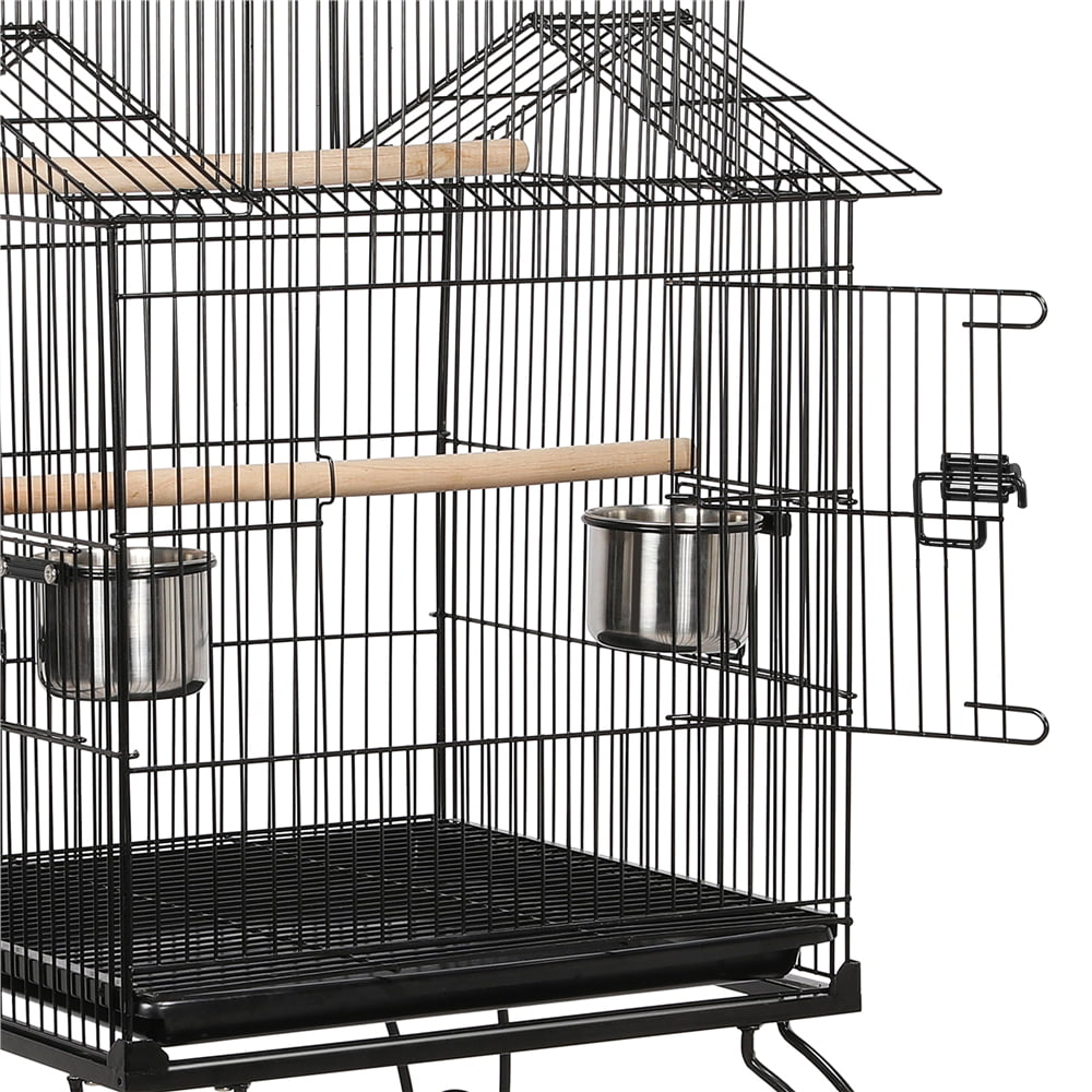 Yaheetech 55'' Rolling Standing Triple Roof Top Medium Parrot Cage for Mid-Sized Parrots Cockatiels Sun Parakeets Green Cheek Conures Caique Pet Bird Cage with Detachable Stand