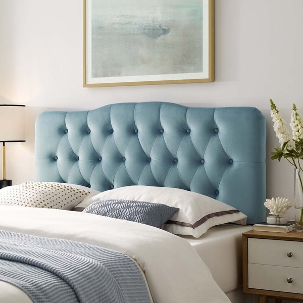 Carson Carrington Labbetorp Twin Diamond Tufted Velvet Headboard - - 28502190