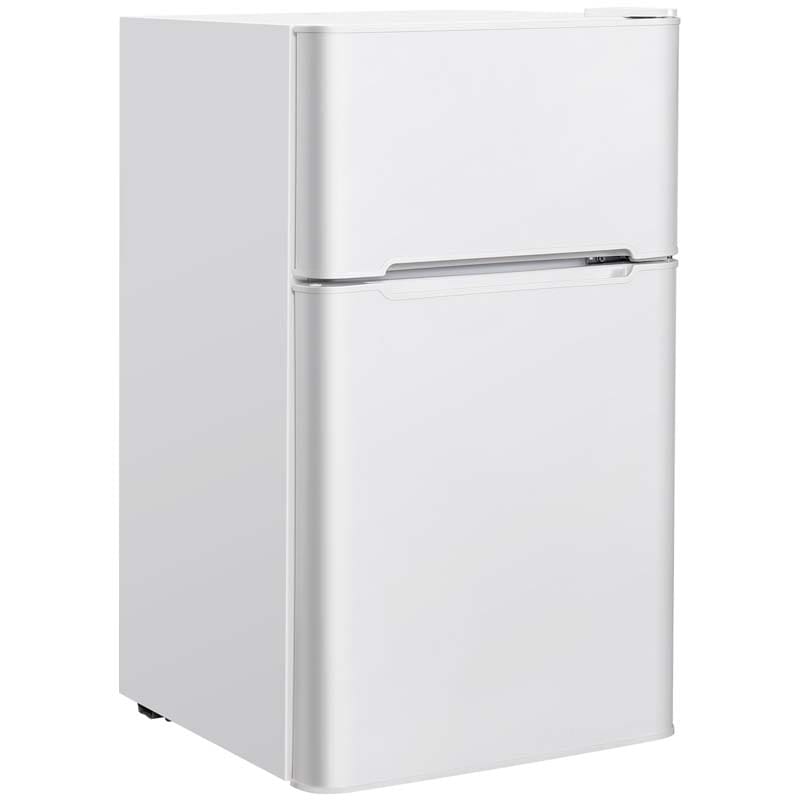 3.2 Cu.Ft 2-Door Compact Refrigerator Mini Freezer Cooler Fridge with Reversible Stainless Steel Door