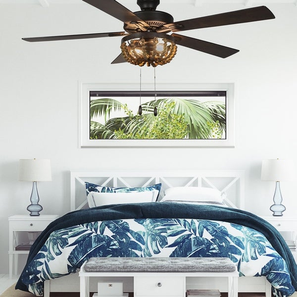 The Curated Nomad Doxon 52-inch Brown Wood Chandelier LED Ceiling Fan Shopping - The Best Deals on Ceiling Fans | 36217335