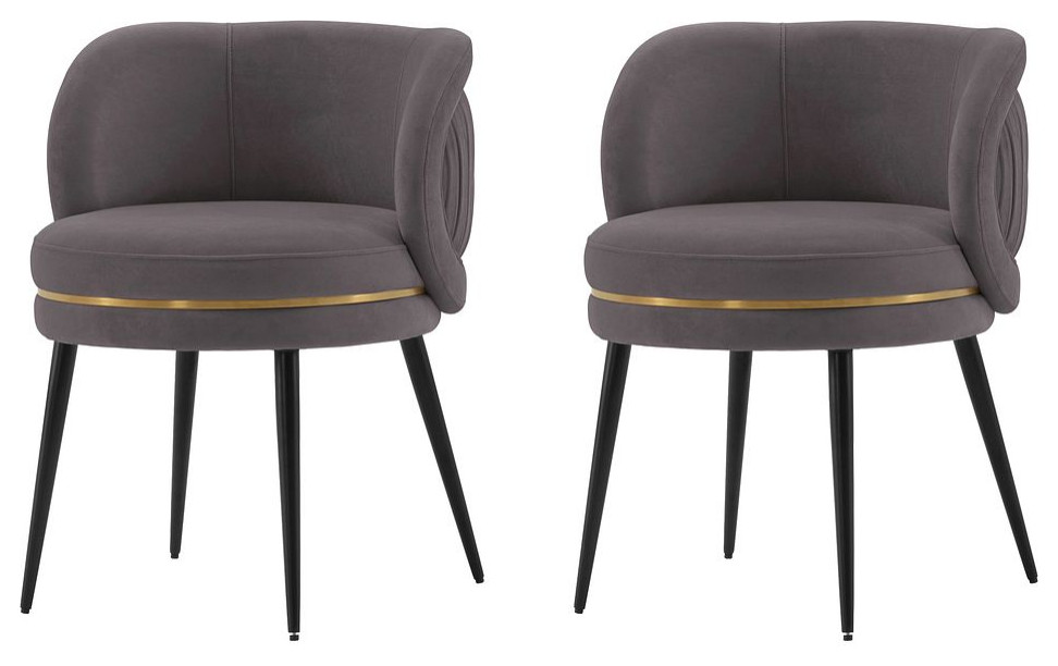 Modern Kaya Pleated Velvet Dining Chair  Set of 2   Modern   Dining Chairs   by Manhattan Comfort  Houzz