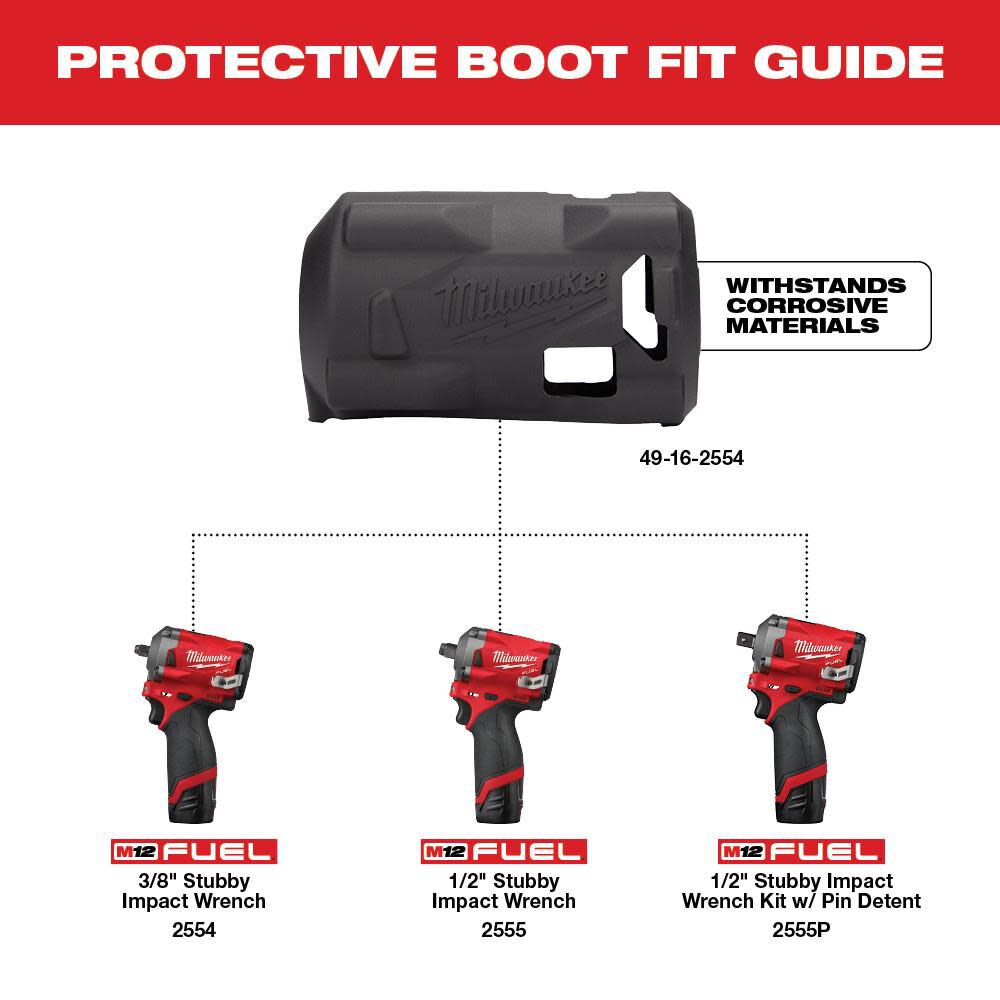 Milwaukee M12 FUEL Stubby Impact Driver Protective Boot 49-16-2554 from Milwaukee